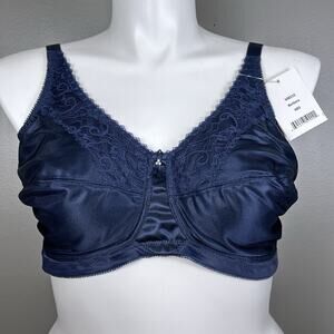 Trulife Barbara Lace Accent Soft Cup Bra Size 48D Dark Blue New Pocketed MB210